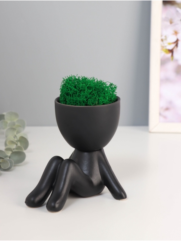 Кашпо керамика  Кашпо керамика "Мистер Грин на чиле" 10*9,5*12 см черный