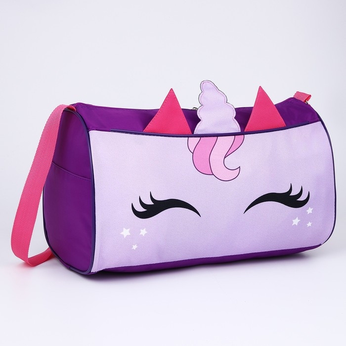 Сумка детская спортивная для девочки «Единорог», 40×21×24 см, сиреневая