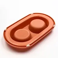 Миска двойная для животных &laquo;Мур-мяу&raquo;, 300 мл, на подставке, пластик, цвет кирпичный