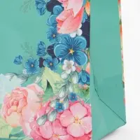 Сумка хозяйственная без застёжки, с цветочным принтом, 32&times;10&times;26 см, голубая