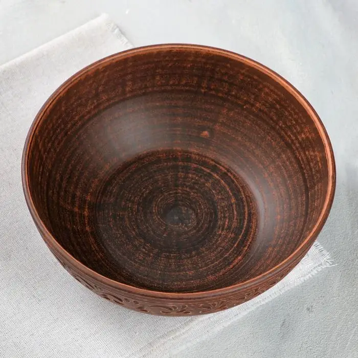 Салатник «Классический», декор, красная глина, 1 л