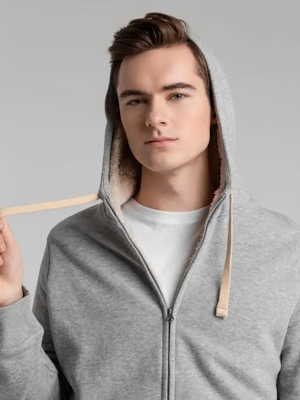 Толстовка унисекс на молнии Sherpa 280, серый меланж, размер XS Толстовка унисекс на молнии Sherpa 280, серый меланж, размер XS