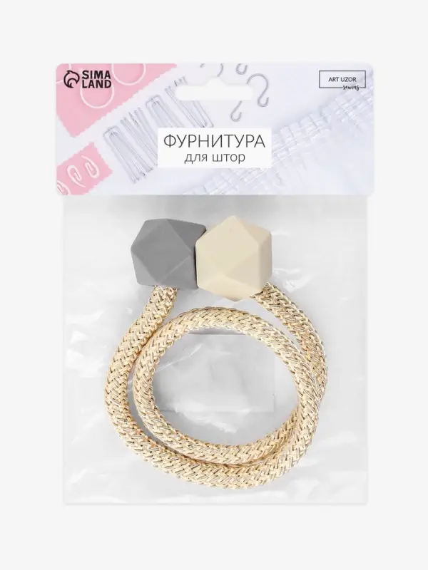 Подхват для штор &laquo;Камушки&raquo;, d=3&times;46 см, пепельно-бежевый, серый