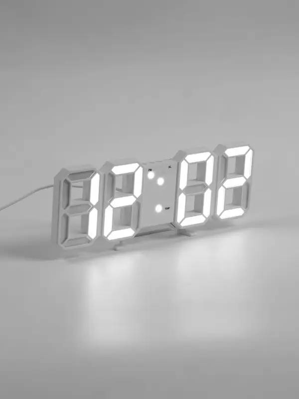 Часы - будильник электронные &laquo;Цифры&raquo;, настольные, настенные, на подвесе, 9&times;3&times;23 см, белая индикация