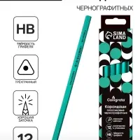 Набор карандашей чернографитных 12 штук, Calligrata Classic, заточенные, пластик, трехгранные, зеленые