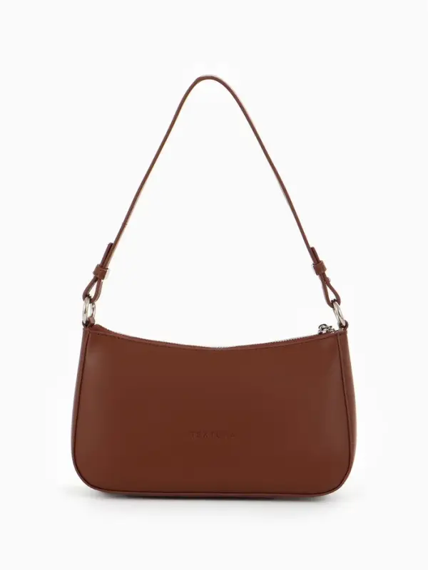 Сумка женская багет TEXTURA на молнии, 21&times;6&times;13 см, коричневая