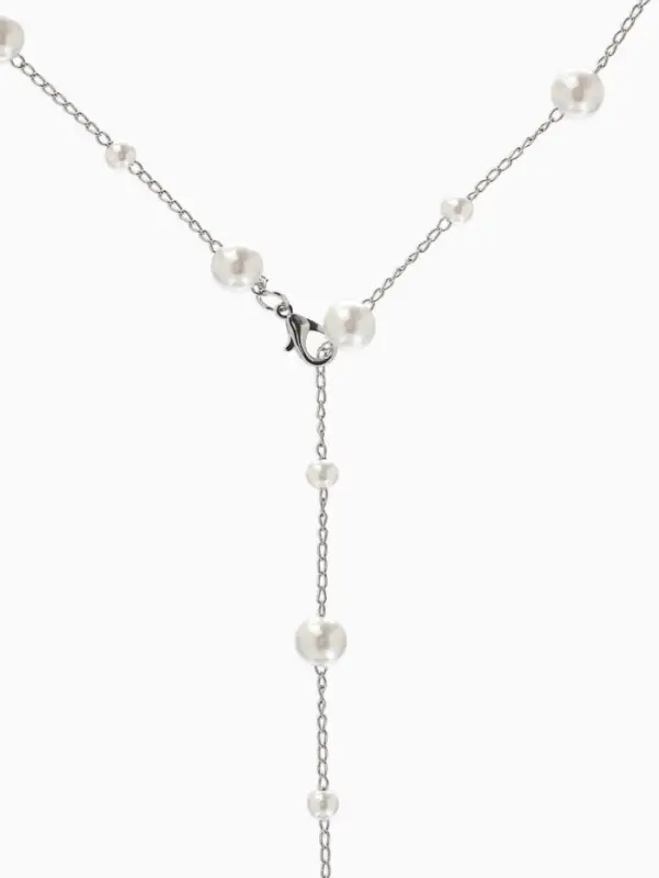 Кулон трансформер &laquo;Россыпь жемчуга&raquo;, бусины №6.8, L=50 см, белый в серебре