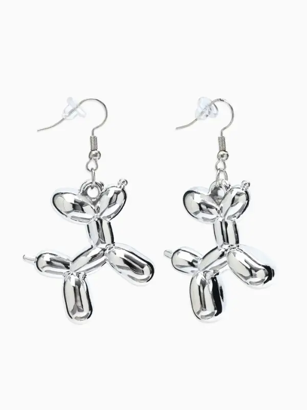 Серьги металл &laquo;Собачка&raquo;, из воздушного шара, цвет серебро