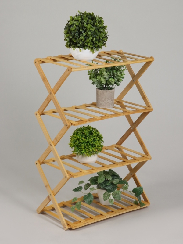Подставка для цветов Greengo, 4 полки, 50 × 25 × 68 см, напольная, бамбук Подставка для цветов Greengo, 4 полки, 50 × 25 × 68 см, напольная, бамбук