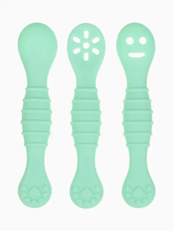 Ложка детская для прикорма, силикон, набор 3 шт., мятный M&B