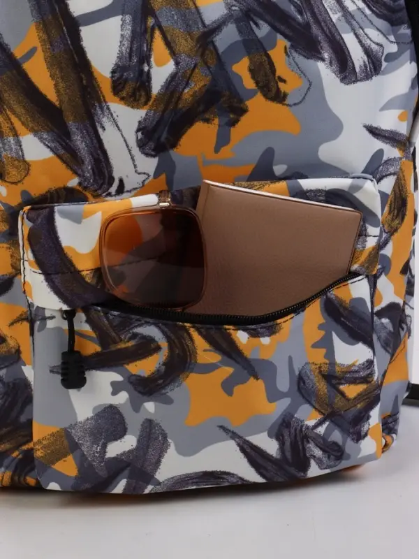 Рюкзак школьный, с абстрактным принтом, размер 30&times;13&times;42 см, жёлтый