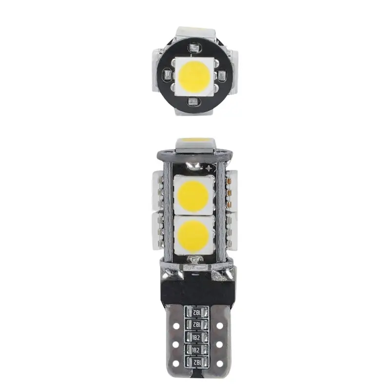 Лампочка светодиод. W5W (T10) PLUS, 6000K(Белый),12В, 1.9Вт,9LED, Поляр.,Обманка, кмпл.2шт.