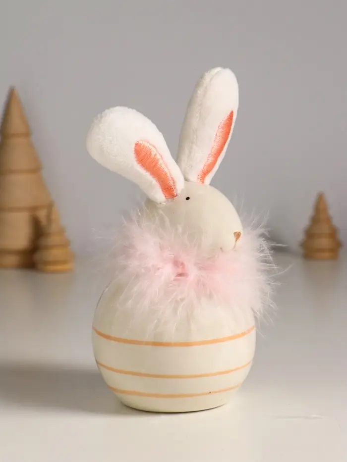 Сувенир керамика, текстиль "Зайчик с пухом, круглый" 7,4х7,4х15,5 см Сувенир керамика, текстиль "Зайчик с пухом, круглый" 7,4х7,4х15,5 см