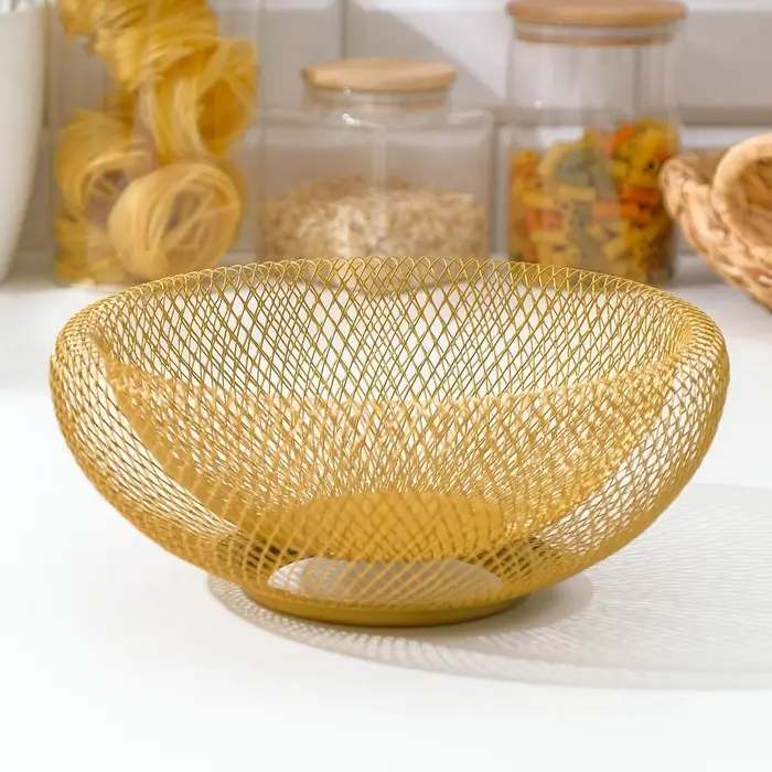 Ваза для фруктов &laquo;Сплетение&raquo;, 25&times;25&times;10, жесть, цвет бронза