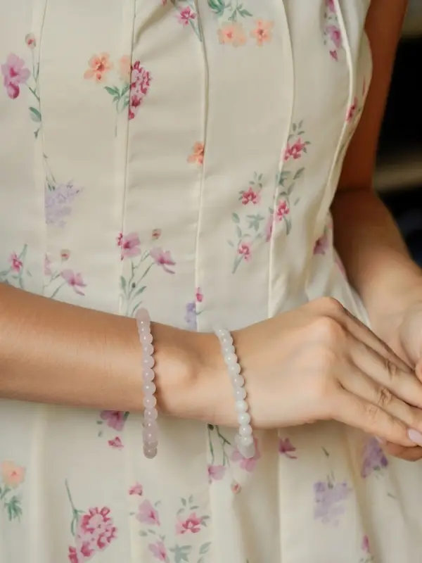 Набор браслетов из бусин &laquo;Кварц розовый и Аквамарин&raquo;, 2 шт. шар №6