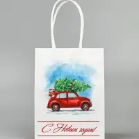 Пакет бумажный подарочный новогодний крафт &laquo;Ёлка&raquo; 16&times;12&times;6 см