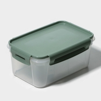 Контейнер пищевой Lock&Ok, 1,1 л, 18,6×12,2×8,1 см, прозрачный, крышка зелёная