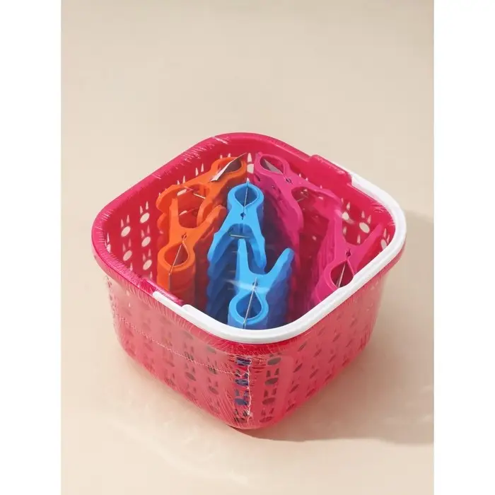 Прищепки для белья в корзинке Доляна, 7.5 см, 36 шт., МИКС