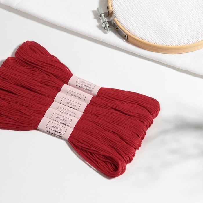 Нитки мулине, 8 ± 1 м, 6 шт, цвет красный №817