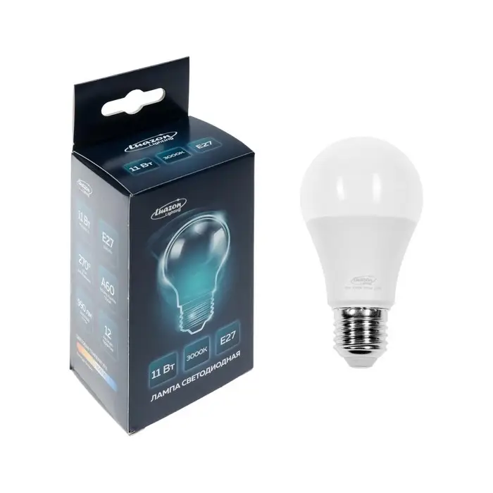Лампа cветодиодная Luazon Lighting, A60, 11 Вт, E27, 990 Лм, 3000 K, теплый белый Лампа cветодиодная Luazon Lighting, A60, 11 Вт, E27, 990 Лм, 3000 K, теплый белый