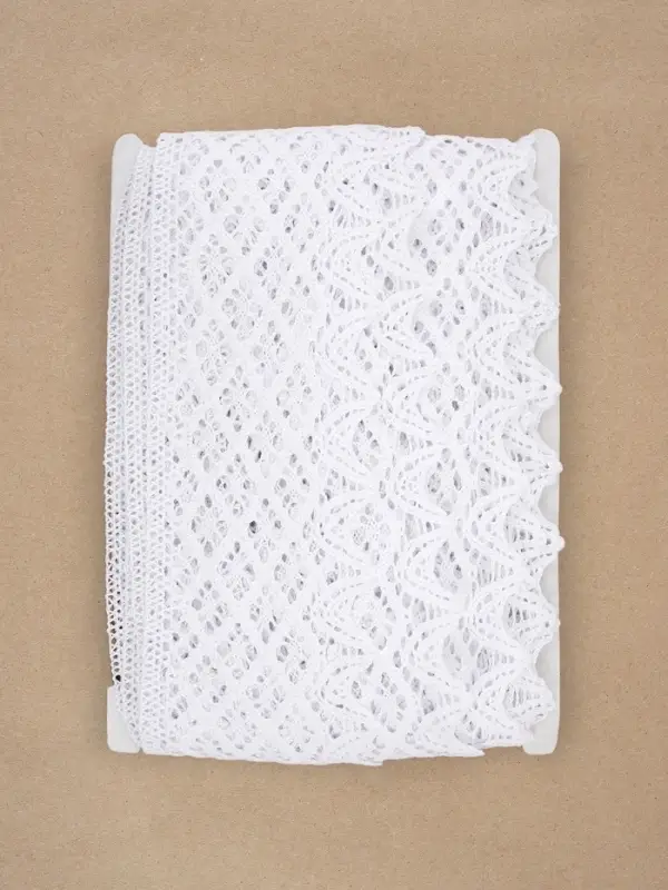 Кружево вязаное, 80 мм, 10&plusmn;1 м, белое