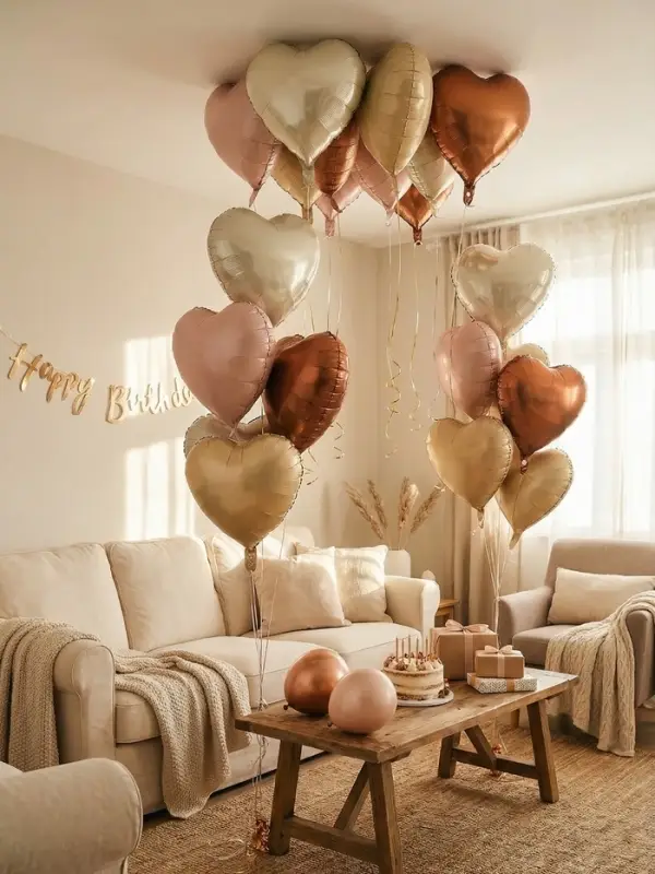 Воздушные шары фольгированные 17" "Сердце" цвет розовый сатин, набор 5 штук