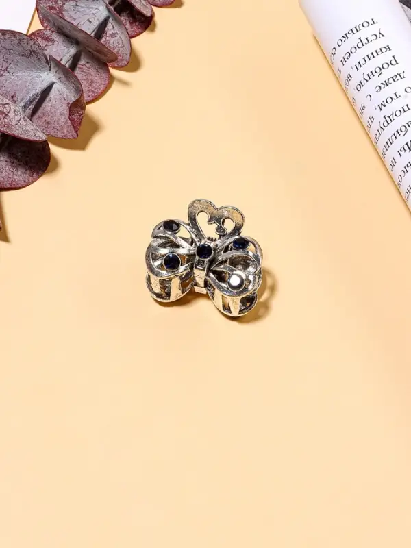 Крабик для волос «Синий туман», бантик, 2.3 см, серебро