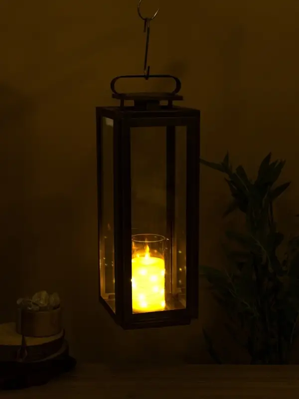 Подсвечник фонарь "Большие окна" железо 50х16,5х17 см