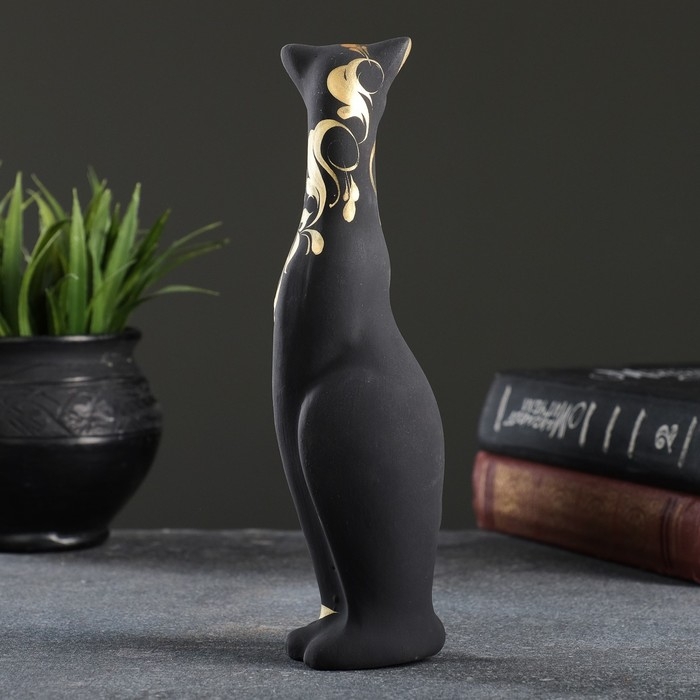 Фигура Фигура "Кошка Багира" черная, вправо, роспись 5х4х20см