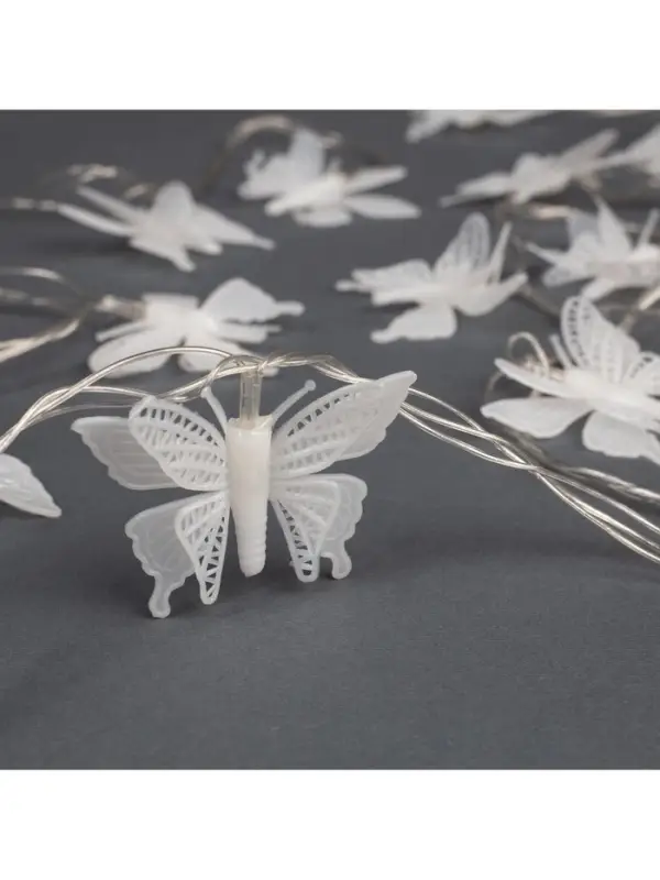 Гирлянда &laquo;Нить&raquo; 5 м с насадками &laquo;Бабочки малые&raquo;, IP20, прозрачная нить, 20 LED, свечение мульти (RG/RB), мигание, 220 В