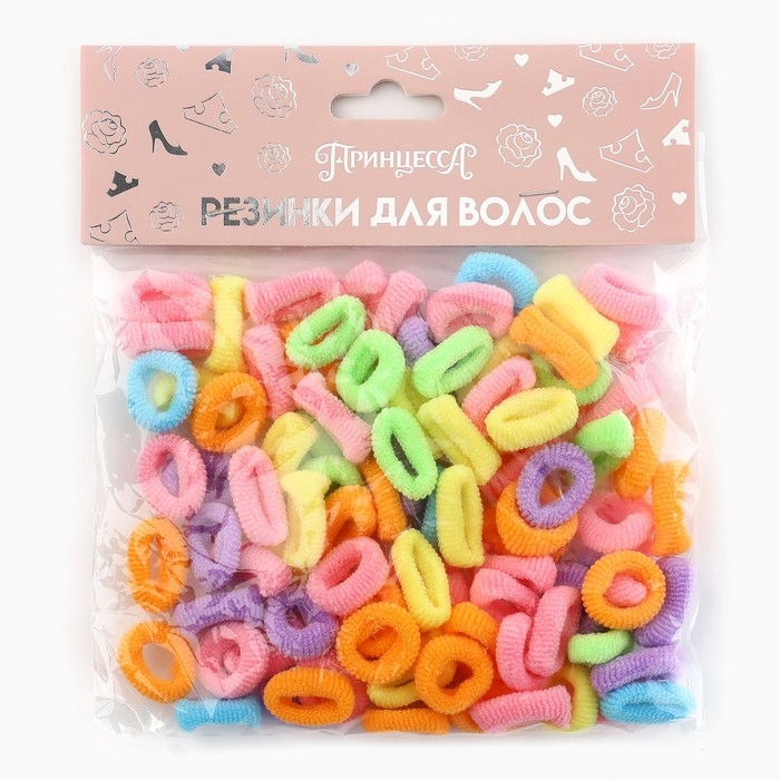 Резинка для волос, набор, 100 штук, 1 см, Принцессы Резинка для волос, набор, 100 штук, 1 см, Принцессы