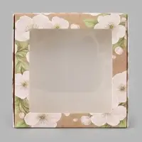 Коробка подарочная самосборная с окном &laquo;Цветы&raquo;, 16&times;16&times;3 см