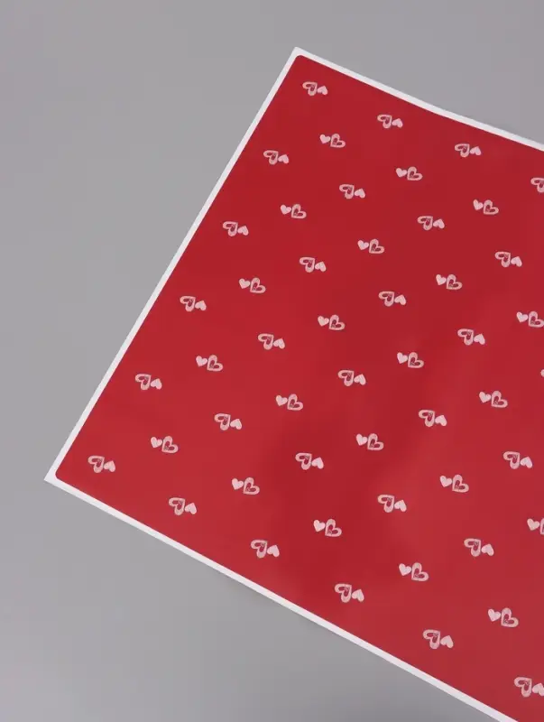 Пленка флористическая для цветов, &laquo;Двойные сердца&raquo;, красная, 57&times;57 см