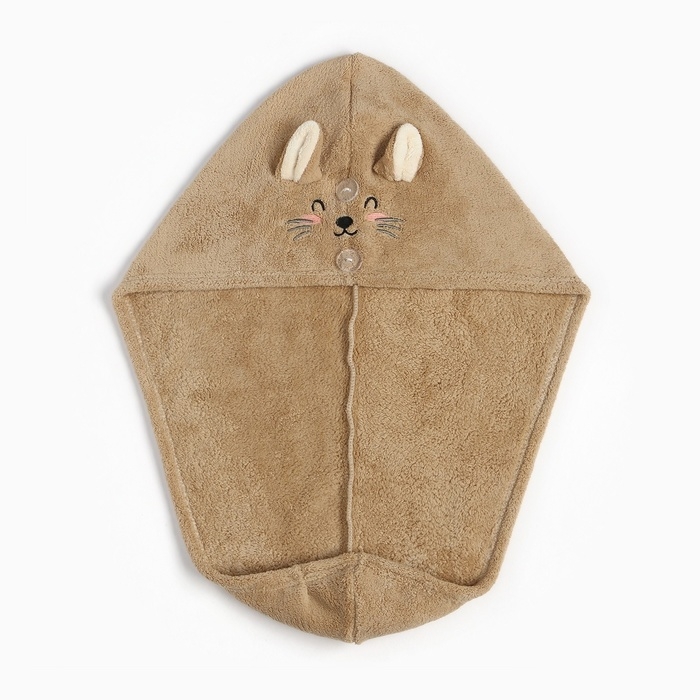 Полотенце-чалма для сушки волос Этель Полотенце-чалма для сушки волос Этель "Милашка", цвет коричневый, 65х25 см, 100% п/э