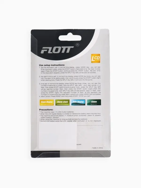 Секундомер FLOTT, 7.7&times;6.2&times;1.9 см, 2 отсечки, будильник, часы, календарь