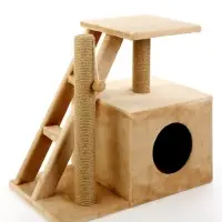 Домик для кошек с когтеточкой &laquo;Домосед&raquo;, с лестницей и площадкой, 60&times;35&times;56 см, бежевый