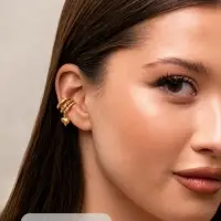 Серьга кафф &laquo;Стиль. Сердце&raquo;, белые в золоте