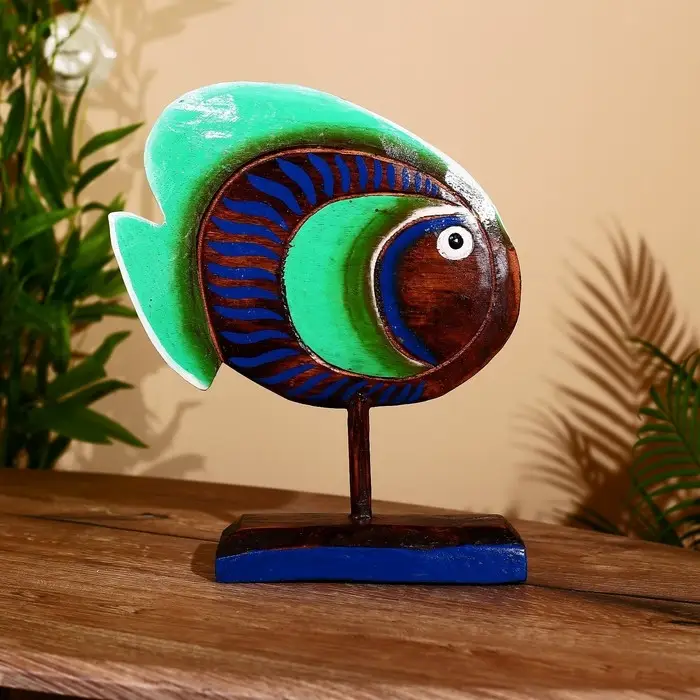 Сувенир  Сувенир "Рыба синяя" дерево на подставке 25х7х33 см