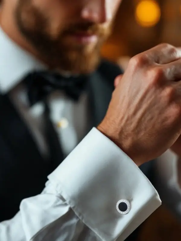 Запонки &laquo;Классика&raquo;, круг с эмалью, окантовка с орнаментом, чёрные, серебре