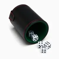 Кожаный стакан для игральных костей, 5 кубиков в комплекте, 7.9&times;10.2 см