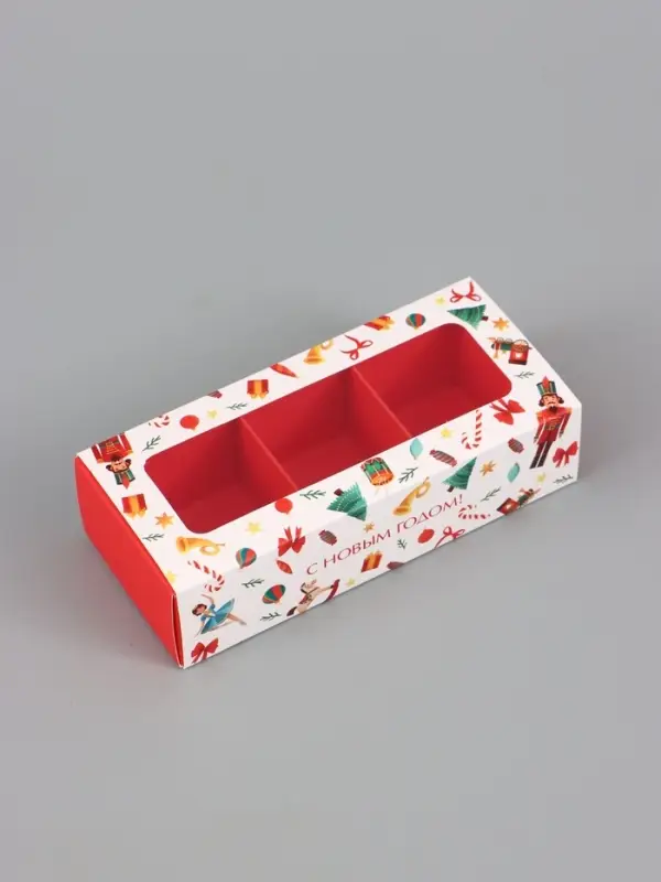 Коробка для 3 конфет &laquo;Щелкунчик и игрушки&raquo;, 13&times;5&times;3.3 см
