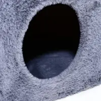 Домик для кошек с когтеточкой, овальной полкой, джут, 51×31×87 см, серый