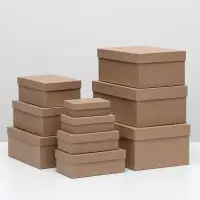 Набор коробок 10 в 1 &laquo;Крафт однотонный&raquo;, 30.5&times;20&times;13 - 12&times;6.5&times;4 см