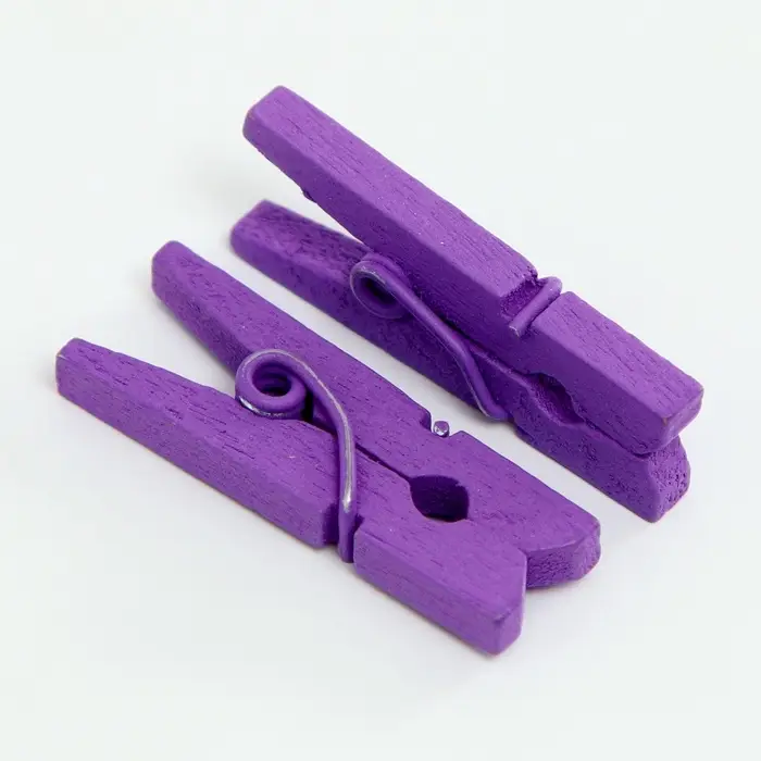 Прищепки для декора, набор 50 шт., фиолетовые &mdash; 2.5 см