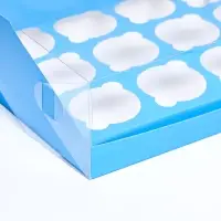 Кондитерская складная коробка для 12 капкейков 31×23.5×10 см, голубая