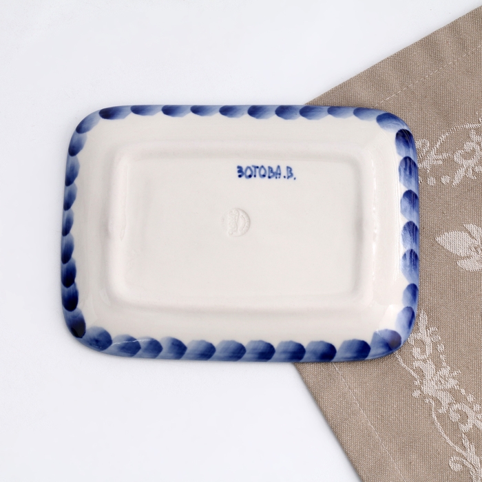 Маслёнка Маслёнка "Цветы", прямоугольная, 8 х 17 см, гжель