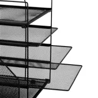 Лоток для бумаг, вертикальный + горизонтальный, металлическая сетка, 5 отделений, чёрный