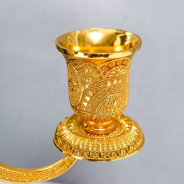 Подсвечник металл на 3 свечи Подсвечник металл на 3 свечи "Раджа" золото 22,5х8х24 см