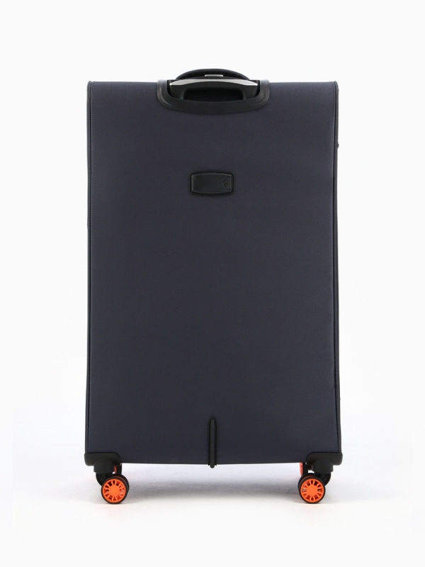 Чемодан 28 Чемодан 28", Текст, 47*31*78, отд на молнии, код замок, 4 колеса, т.серый