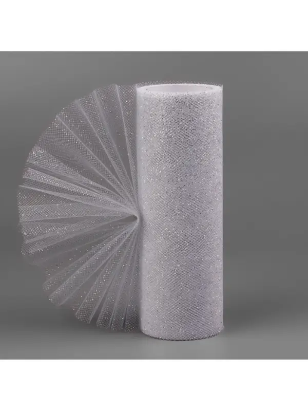 Фатин с глиттером, 15 см,9&plusmn;0.5 м, 11&plusmn;1 г/м&sup2;, цвет серебряный №06